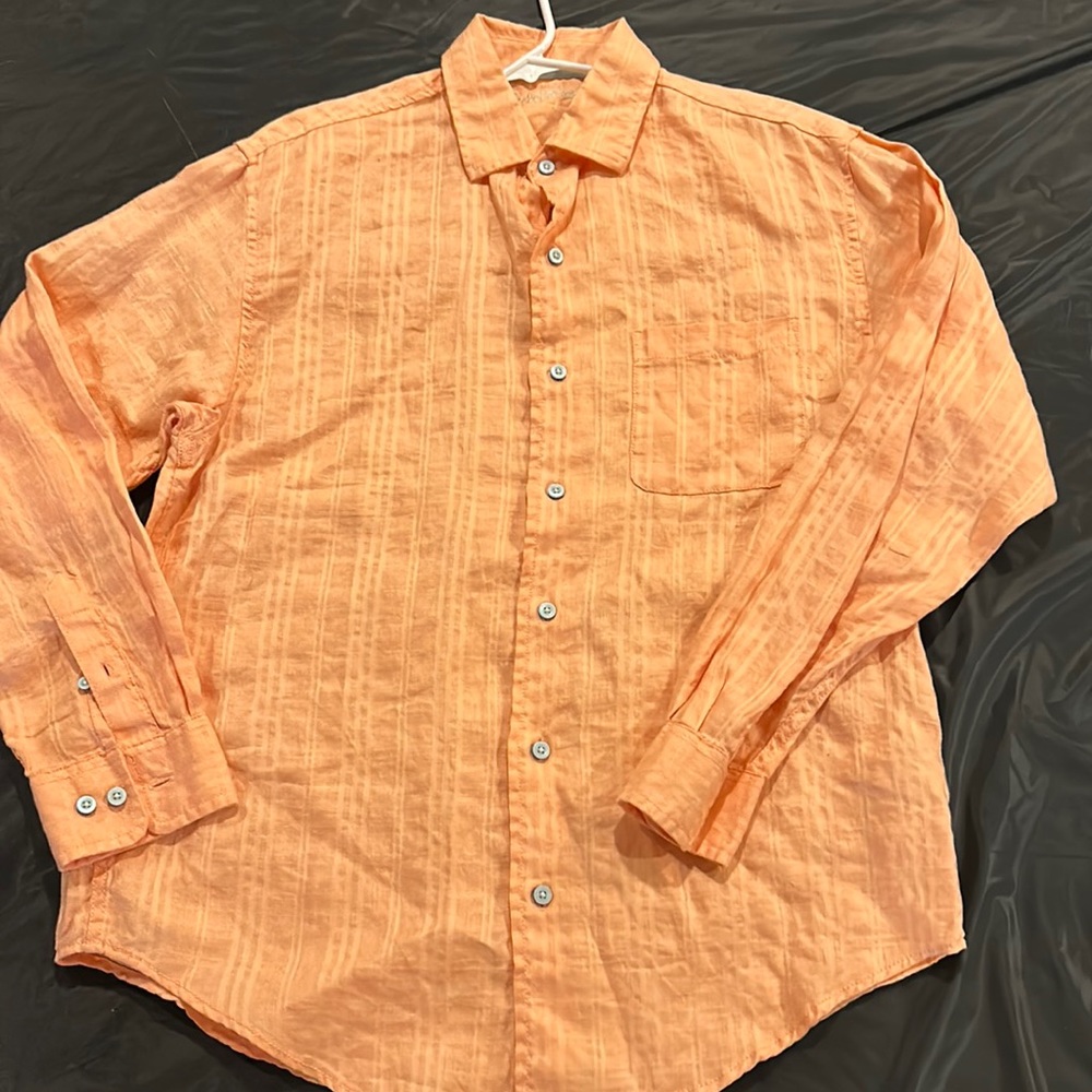Caribbean Men’s Linen L/S Button Down Shirt NW/OT